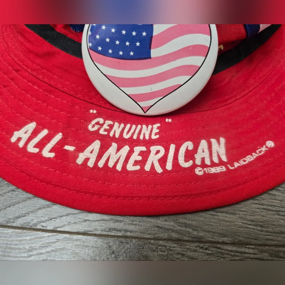 1989 Laidback Genuine All American Fishing Hat Buttons Large Unisex